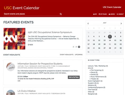 Usc Event Calendar